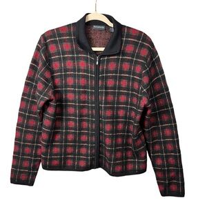 Bridgetown Collection Tartan Blazer Jacket Women's Size Small Wool Blend Zip Up